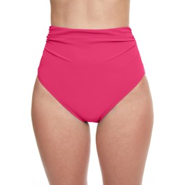 Profile by Gottex Parte Inferior de Traje de baño de Cintura Alta Fruncida estándar para Mujer, Rosa, 46