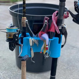 Bucket Fishing Rod Holder, Compatible with YETI LoadOut Bucket & 5 Gallon Buckets, Fishing Pole & Tackle Organizer for YETI Bucket Accessories