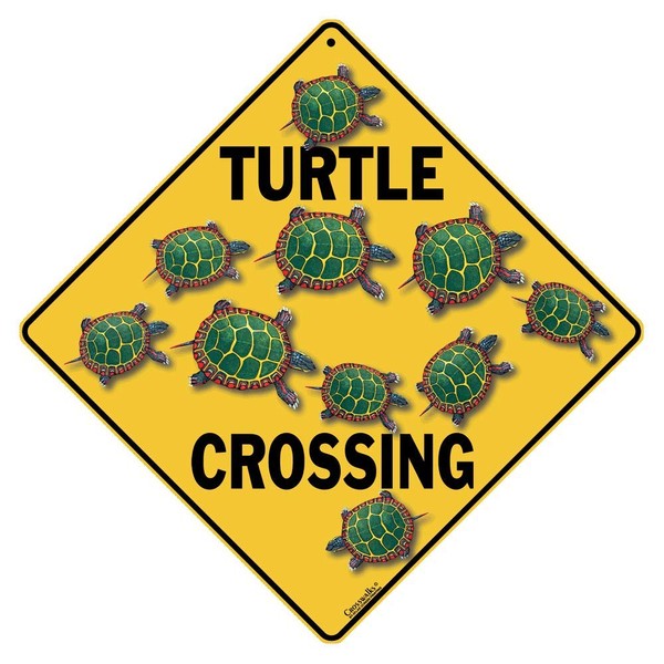 CROSSWALKS Turtle Crossing Sign - 12" X 12" Aluminum Sign (X07)