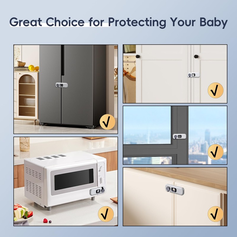 Blissleaf 5-Pack Fridge Locks, Child Proof Refrigerator/Freezer Door Lock, Child