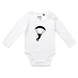 Huuraa Unisex Romper Paragliding Gift Size 68 White Organic Cotton Fairtrade Paragliding Souvenir