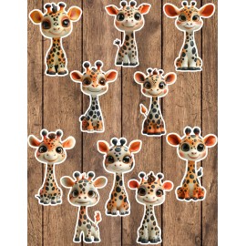 Handmade Cute Kawaii Giraffe Die Cut Vinyl Stickers Set Notebook Laptop Waterbottle