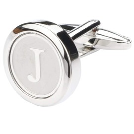 Dannyshi Mens Classic Stainless Steel Initial Cufflinks 26 Alphabet Initial Letter Cufflinks Business Wedding Shirts A-Z (J)