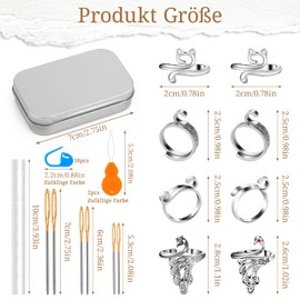 Deudy Crochet Rings, Adjustable Crochet Rings Finger, Crochet Knitting Thimble Thread Guide Ring with Darning Needle, Metal Adjustable Crochet Knitting Loop for DIY Knitting Crafts