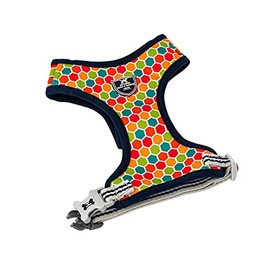 HUGO & HUDSON No Pull Dog Harness Adjustable Pet Vest for Training, Running & Walking, Comfortable Soft Padding No Choke, Multi-coloured Geometric - L