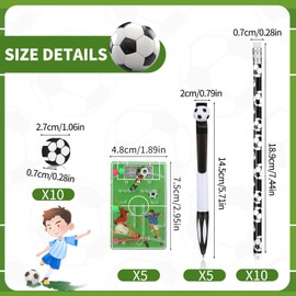 GSrenyu 30 Pcs Football Party Bags,Football Party Bags Fillers with 10 Pencils 10 Erasers 5 Football Ballpoint Pen 5 Mini Soccer Pinball Game for Kids Student Soccer Stationery Set Favors
