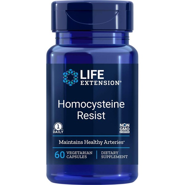 Life Extension Homocysteine Resist - For Heart & Brain, Cognitive Health Support Supplement – Vitamin B2, B6 & B12 + Folate - Once-Daily, Non-GMO, Gluten-Free - 60 Vegetarian Capsules