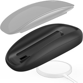 TATOFY Cargador de ratón compatible con Magic Mouse 2 (iluminación) Agarre con soporte de carga inalámbrica, base ergonómica (negro)