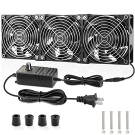 AmRunJe 3 x 120mm 360mm Server Rack Fan Variable Speed Control 110V - 240v Ball Bearing Window Fan Cooling for Electronics Cabinet CPU PC Case Crawl Space Server Rack