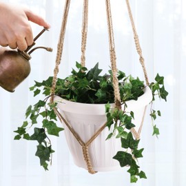 Shineloha Giant XXL 55 Inches Macrame Planter Hanger Large for 15 inch Pot + Swag Hook | Extra Large Hanging Planter for Indoor Plants | No Pot/Plant Included (XXL Jute)