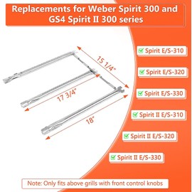 69787 Grill Burner Replacement for Weber Spirit 300, GS4 Grill Parts for Spirit 3 Burner Grills, Spirit E/S-310 E/S-330 (2013 and Newer), 18 Inch SUS304 Grill Burner for Weber Spirit II E-310