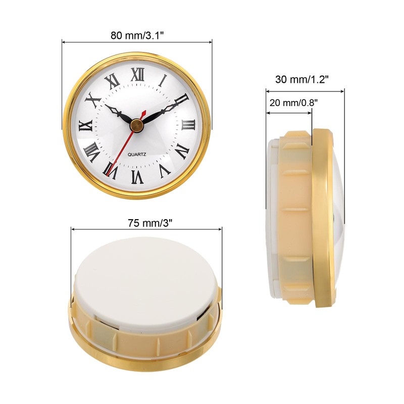 PATIKIL 3.1" 80mm Quartz Clock Insert, Round Quartz Movement Miniature