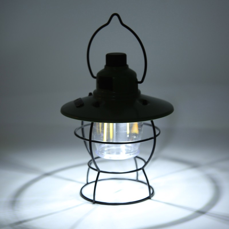 LED Camping Light Retro Style Rechargeable 3 Stepless Dimming Modes