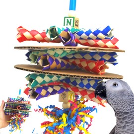 Bonka Bird Toys 2308 Trap Sandwich Small Medium Bird Toy Bamboo Woven Finger Forage Treat Traps Cardboard Wood Chew Cockatiels Parakeets Conures and Other Similar Birds.