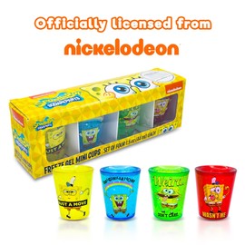 SpongeBob SquarePants Rainbow - Mini tazas de plástico de gel congelado de 1.5 onzas, juego de 4 | Enfriador de bebidas con aislamiento