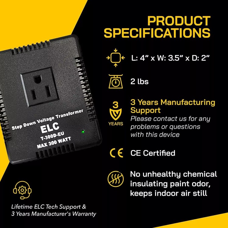 ELC 300-Watt Voltage Converter - Step Down - 220v to