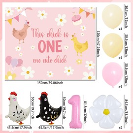 Chicken 1st Birthday Party Decoration The Chick Is One Birthday Decoration