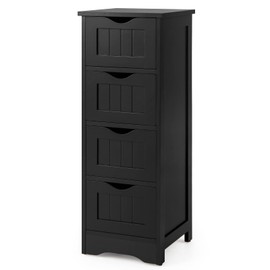 LOKO Bathroom Floor Cabinet with 4 Drawers, Bathroom Cabinet with Anti-toppling Device, Multifunctional Storage Cabinet for Bathroom, Living Room, Kitchen (Black)