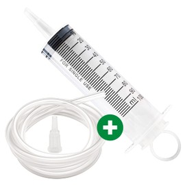 Syringe 100ml with 1m Hose, Catheter Attachment and Luer Adapter. Reusable Plastic Syringe Pipette for Liquids, Oil Syringe, Plastic Dispensing Syringe for Garden, Industrial