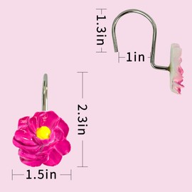 Decorative Boho Shower Curtain Rod Hooks Rust Proof for Shower Curtain，Farmhouse Shower Bathroom Curtain Hooks Decorative as Shower Curtain Hangers，Flower Shower Curtain Rings Rust Proof for Curtain