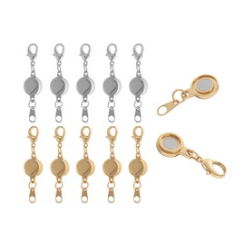 KONMAY 10 Sets Magnetic Necklace Extender Clasps and Closure, Round Mixed Heart Engraved Magnetic Necklace Bracelet Locking Clasp for Jewelry Making