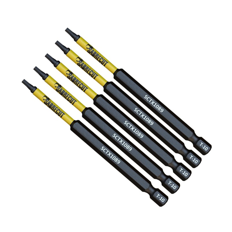 5 x SabreCut SCTX1089_5 89mm T10 TX10 Magnetic Impact Screwdriver