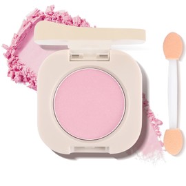 Single Matte Eyeshadow with Brush, Half Pink Eye-Shadow Palette Makeup Kit, Silky Fine Multiuse Eye Shadow Powder with Lightweight & Ultra-Blendable Formula for Daily Natural Blush & Eye Make-Up (#02)