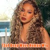 13x4 Deep Wave Lace Front Wigs Human Hair Pre Plucked