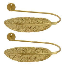Woogim Feather Curtain Holder Wall Hook 2 PCS with Screws,U-Shaped Window Drapery Holdbacks,Zinc Alloy,Universal for Living Room & Bedroom,Decor & Storage Combined