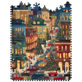MEATRN Puzzles for Adults Christmas Eve Street Wooden Jigsaw Puzzle, 505 Pcs Irregular Shaped Beautiful Pieces, Birthday for Parents and Kids, Fun Challenge Family Game 13.6'' x 17.8''