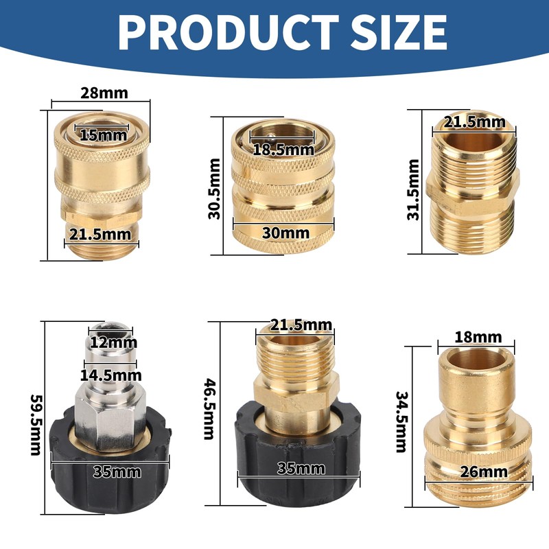 SWAWIS 8 Pieces Pressure Washer Adapter Set, M22-14mm Female Thread