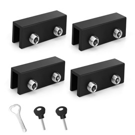 LWLWA Sliding Window Lock 4 Pieces, Aluminium Alloy Window Lock with Screws, Hexagon Window Lock Comes with 2 Keys, No Need Punching Holes for Sliding Doors Windows