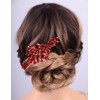 Teyglen Bridal Crystal Flower Hair Comb Full Red Rhinestone Hair
