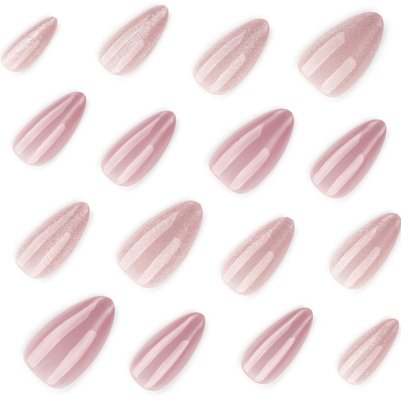 Almond Press on False Nails - Nude Pink Fake Nails