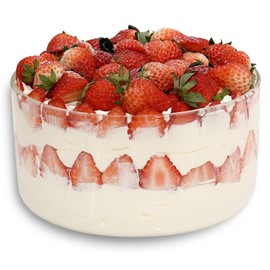 Opexscal 104oz Large Glass Trifle Bowl, Modern Design Clear Glass Round Dessert Centerpiece Serving Bowl for Laying Ice Cream Cakes, Salad, Fruit, Microwave & Dishwasher Safe
