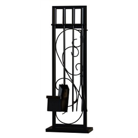 Fire Beauty 5 Piece Black Steel Fireplace Tool Set Fireplace Tool Furnace Accessory Kit with Brush, Poker, Spatula and Pliers