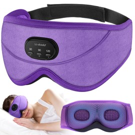 LC-dolida White Noise Sleep Mask, 3D Sleep Headphones with 16 Soothing Sounds, Bluetooth 5.4 Sleep Eye Mask with Timer, Total Blackout Sleeping Headphones for Side Sleeper(Purple)