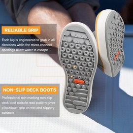 Showave Men’s Deck Boots Waterproof Ankle Saltwater Rain Boot Fishing Rubber Boots Slip On Neoprene Boat Booties Work Sailing Boot For Men