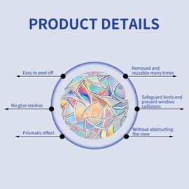 100 Pcs Circle Window Decals for Bird Strikes - Anti-Collision Window Decals Window Stickers for Birds Non Adhesive Vinyl Window Clings Reusable Rainbow Window Stickers for Glass Decorate Supplies