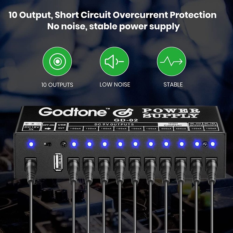 Guitar Effect Pedal Power Supply 10 DC Outputs Suitable for