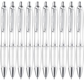 ZENSCRIBE® Ergonomic Ballpoint Pen, Pack of 10, Premium Ballpoint Pen Set, High Quality, Non-Slip Ballpoint Pen for Easy and Soft Writing, Blue Writing Ballpoint Pen, White