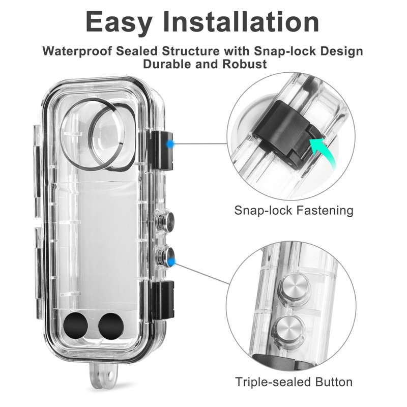 OKFUN Waterproof Diving Protective Case for Insta 360 X4, 131FT/40M