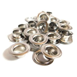 Eyelet No.25 with Washer Inner Diameter 0.4 inches (10 mm) (Silver, Set of 20)
