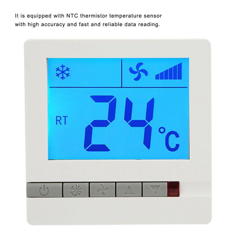 LCD Digital Thermostat Delay Compressor Protection Fan Coil Unit Temperature