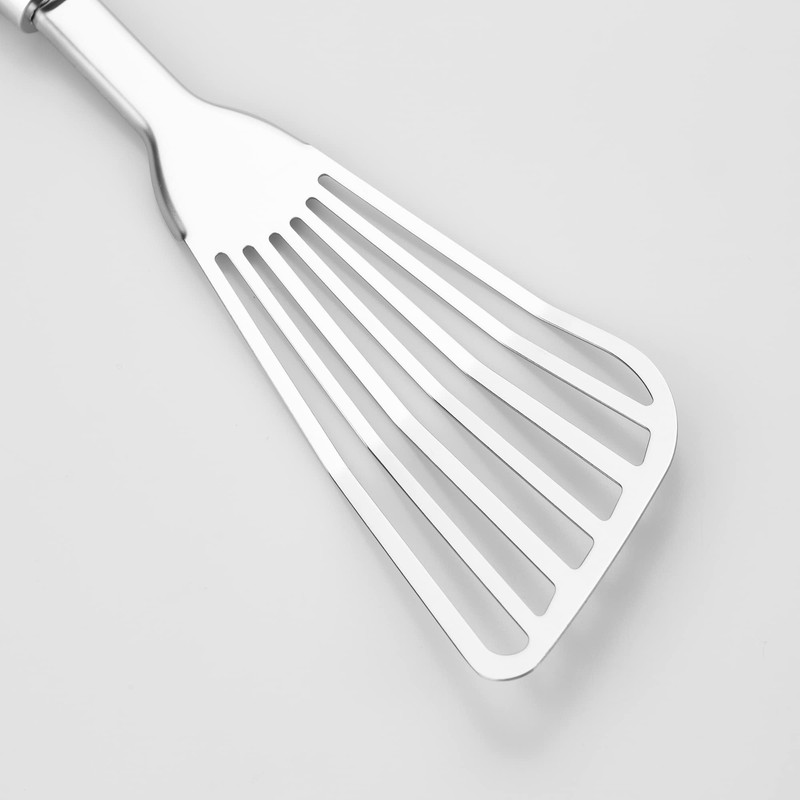 304 Stainless Steel Fish Spatula, Non-Slip Ergonomic Handle Slotted Spatula,