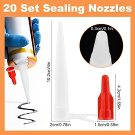 20 Stück Kartuschenspitzen Transparent, Silikon Spitzen mit Kappen, Silikonspitzen, Silikondüsen Abdichten Düsen, Ersatzspitzen Abdichten Kappen für Dichtungskappe Klebedichtmittel