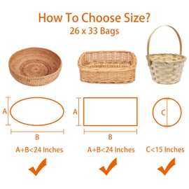 Awpeye Clear Basket Bags 20 Packs, 26x33 Inches Large Clear Cellophane Wrap Bags for Baskets & Gifts 2 Mil Thick