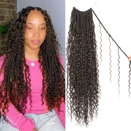 Enbeautiful Boho Faux Locs Crochet Hair 9 Packs 24 Inch Pre-Looped Goddess Soft Locs with Curly Ends Bohemian River Loc Crochet Hair Extensions for Women, 4#