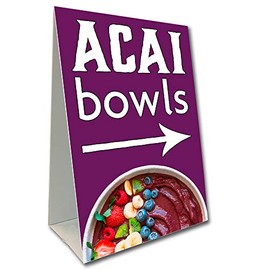 ACAI Bowls (Arrow) Economy A-Frame Sign 2 Feet Wide by 3 Feet Tall (Made in The USA)