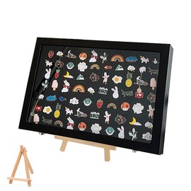 Quaocens 14“ X 9.5” Enamel Pin Display,Large pin Board for Enamel Pins,Wall Mounted and Desktop Badge Display Case for Ring Jewelry Pin Collection